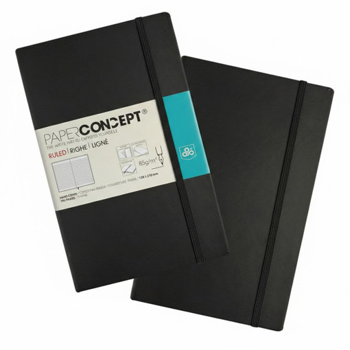 Picture of Notebook HC W Elastic 13x21cm Black Lined Concept