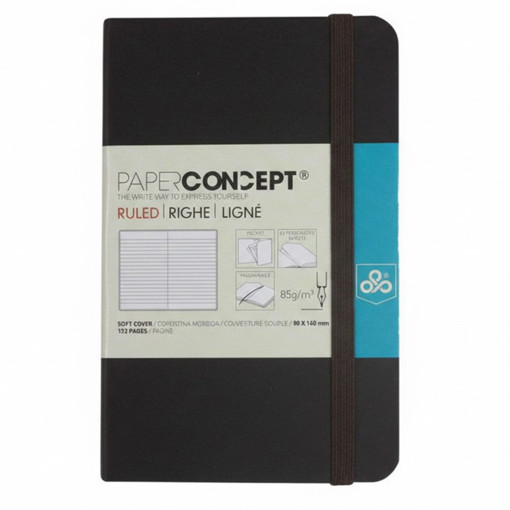 Picture of Notebook SC W Elastic 13x21cm Black Lined Concept