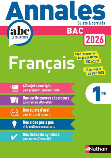 Picture of Annales Corriges Bac 2026 Francais 1re