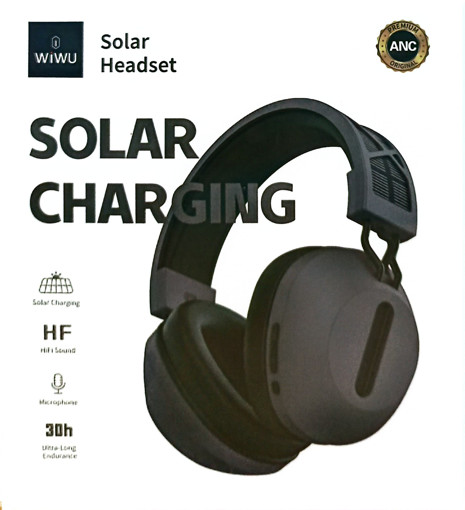 Picture of Headphone Black Solar Charging Wiwu