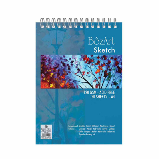 Picture of Sketch book A4 20 Sheets White 120gr Spiral Bozart