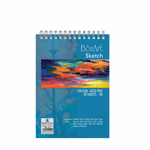 Picture of Sketch book B5 20 Sheets White 120gr Spiral Bozart