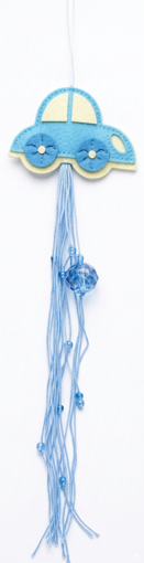 Picture of Fabric cars with ribbom 51cm blue