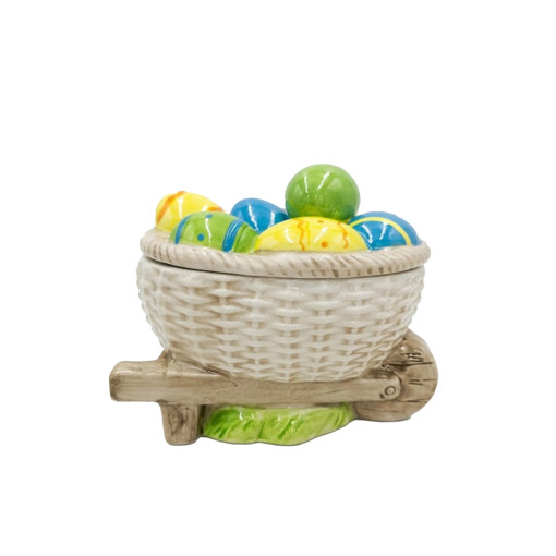 Picture of Easter  Basket 18cm Ceramic, With Eggs Cover