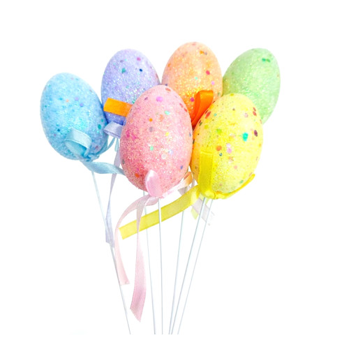 Picture of Egg Decoration (Set of 6) Glitter Colors With Stic