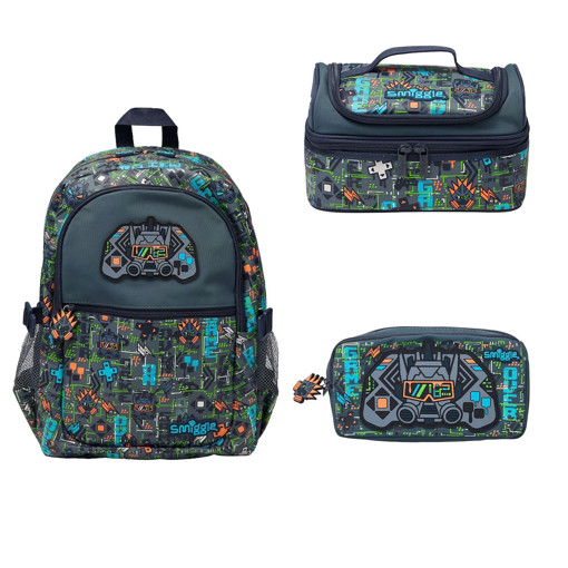 Picture of Backpack Medium Black +Lunch Bag +PC Smiggle