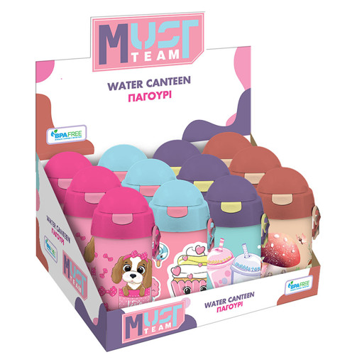 Picture of Water Bottle Plastic 500ml Girls with Straw Must