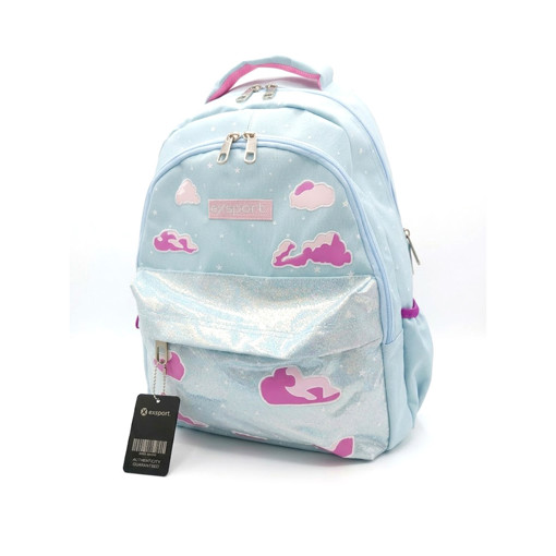 Picture of Backpack Medium Shiny Blue Clouds Blended Girls Ex