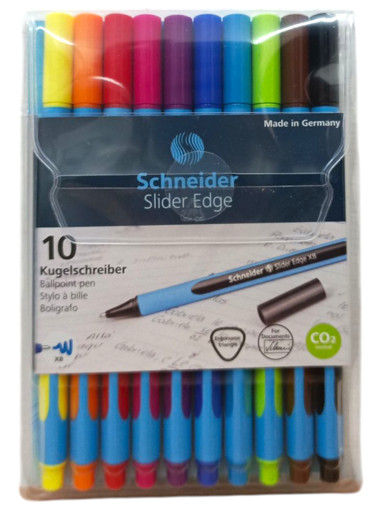 Picture of Ball Pen (Set of 10) Blue Schneider Slider Edge xb