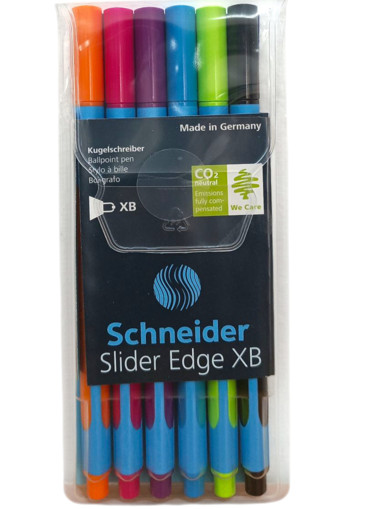 Picture of Ball Pen (Set of 6) Blue Schneider Slider Edge xb