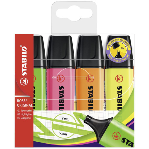 Picture of Highlighter Pack 4clrs Stabilo Boss Original