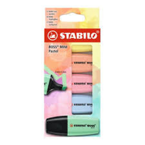 Picture of Highlighter Pack 5clrs Pastel Stabilo Boss Mini
