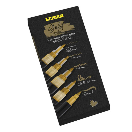 Picture of Acrylic Marker (Set of 5) Gold Assorted Tip Online