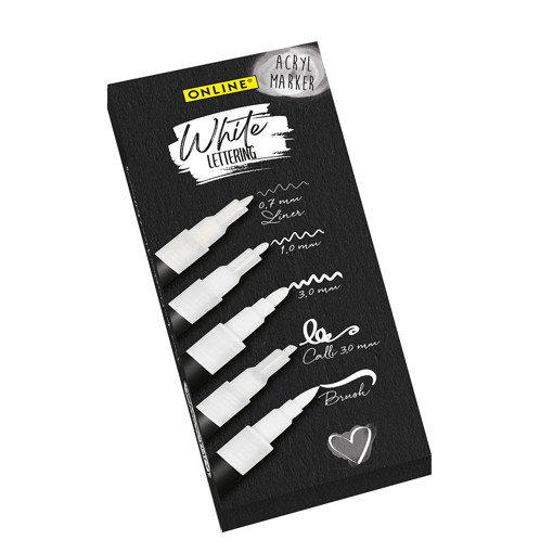 Picture of Acrylic Marker (Set of 5) White Assorted Tip Onlin