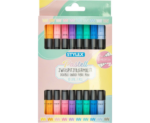 Picture of Felt pens 10clrs Pastel Twin Tip Stylex