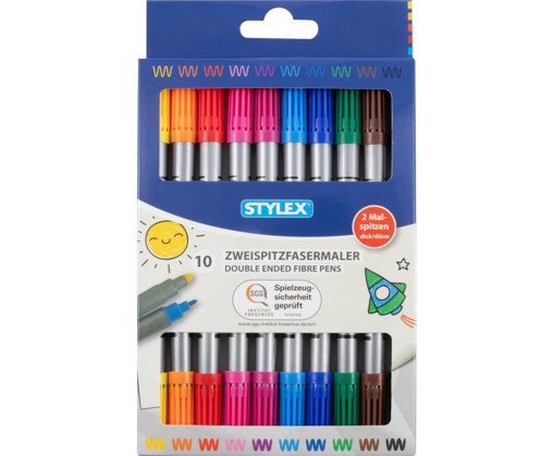 Picture of Felt pens 10clrs Twin Tip Stylex