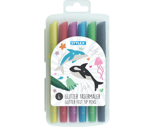 Picture of Felt pens 6clrs Glitter Stylex