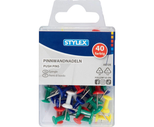 Picture of Push Pins Asstd.clrs 40pcs Stylex