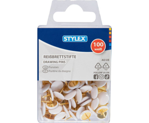 Picture of Push Pins White 100pcs Stylex