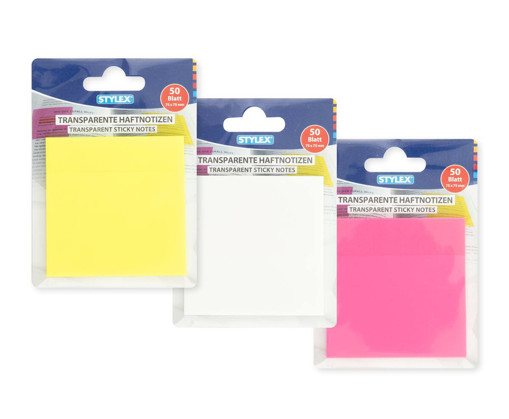 Picture of Stick Notes 75x75mm 3clrs Translucent Stylex