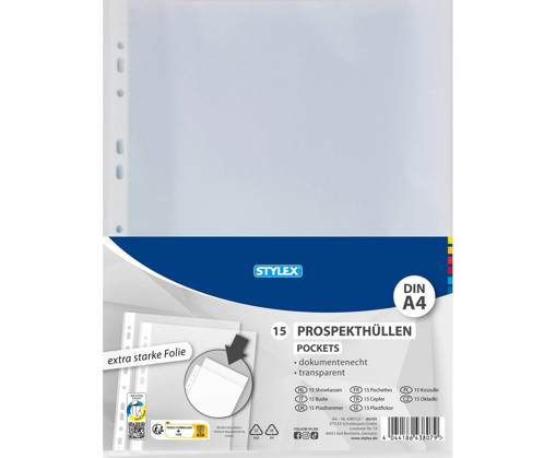 Picture of Transparent sheet with hole A4 15pockets Stylex