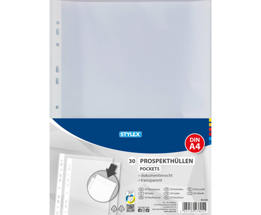 Picture of Transparent sheet with hole A4 30pockets Stylex